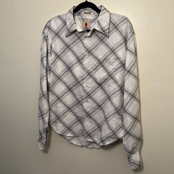 FRIED WATER Vintage Textured Crinkle Western Long Sleeve No Iron Button Down- M - Picture 2 of 9